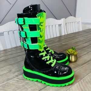 Demonia Slacker 156 Slime Monster UV Reactive Platform Boots Women’s Size 10